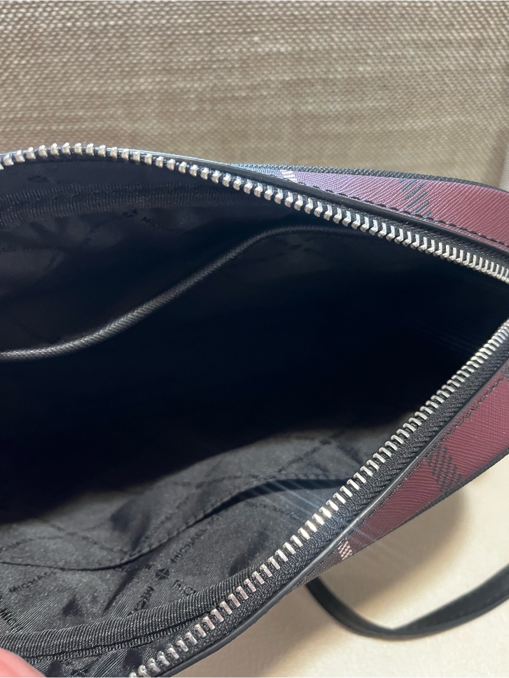 Michael Kors Jet Set Maroon Plaid Crossbody Bag - Picture 5 of 7